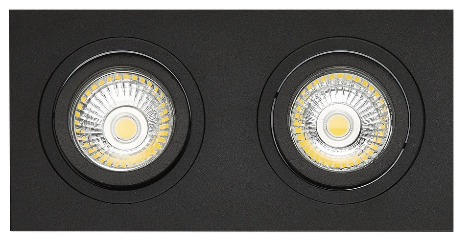 INBOUW SPOT "" NOOM  RECHTHOEK 2-LICHTS "" 190MM  ZWART  ART NR: 24014021/