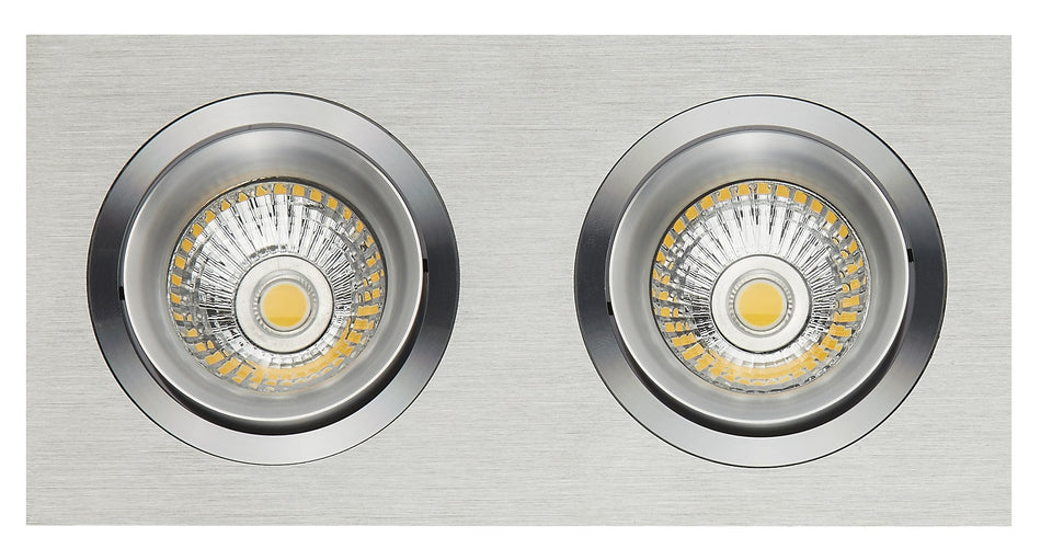 INBOUW SPOT "" NOOM  RECHTHOEK 2-LICHTS "" 190MM GESCHUURD/ALU  ART NR: 24014031/