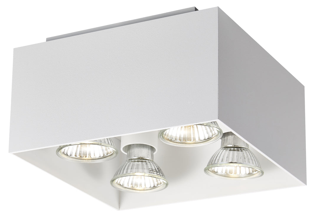 OPBOUW LED SPOT 4 LICHTS VIERKANT  DUBO MAT/WIT  ART NR: 24014243/