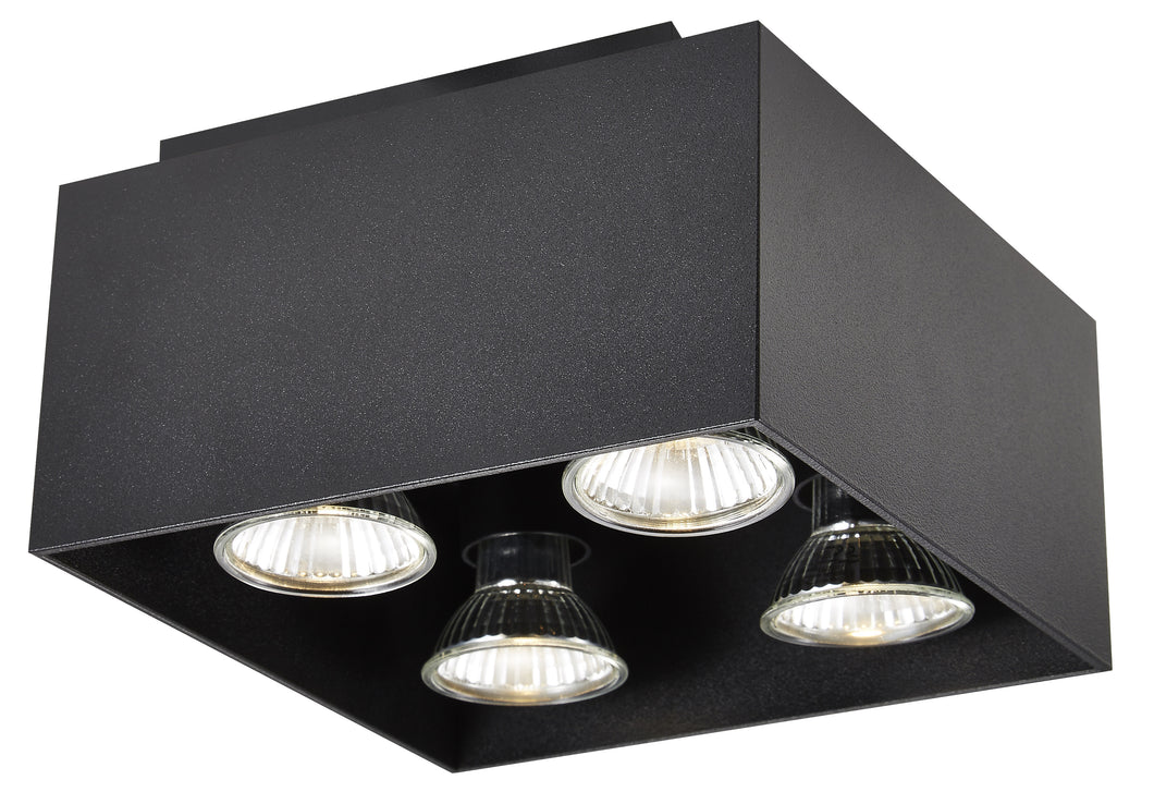 OPBOUW LED SPOT 4 LICHTS VIERKANT DUBO MATZWART  ART NR: 24014248/