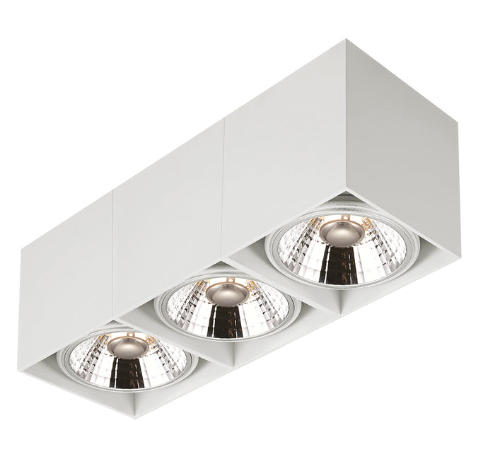 OPBOUW LED SPOT RECHTHOEK 3 LICHTS '' LOX '' WIT  ART NR: 24014303/