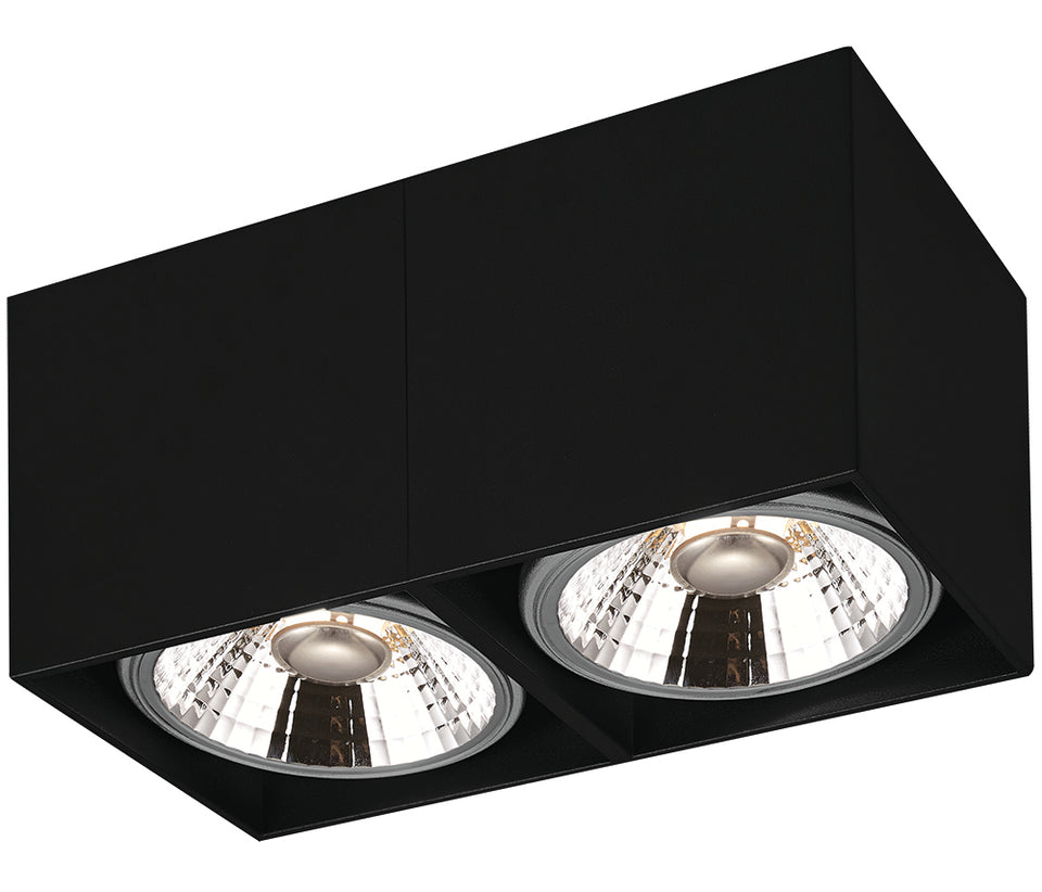 OPBOUW LED SPOT RECHTHOEK 2 LICHTS '' LOX '' ZWART  ART NR: 24014307/