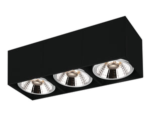 OPBOUW LED SPOT RECHTHOEK 3 LICHTS '' LOX '' ZWART  ART NR: 24014308/