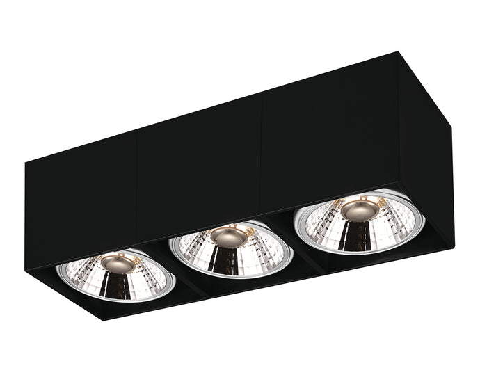 OPBOUW LED SPOT RECHTHOEK 3 LICHTS '' LOX '' ZWART  ART NR: 24014308/