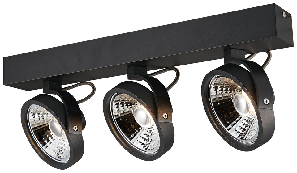 HULSE 3 LICHTS BALK DE LUXE MAT/ZWART  ART NR: 24014347/