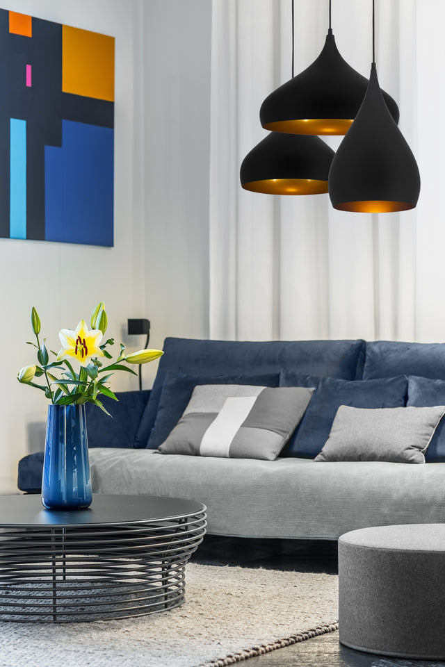 BONIN HANGLAMP DE LUXE  MAT/ZWART/GOUD     25     ART NR 23432021/