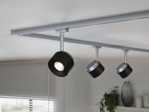 L-VORMIGE  STARTERSET 1 FASE TRACK/RAIL  "" PLANE ""  5 LICHTS MAT/ZWART/CHROOM  ART NR: LATH P95374%