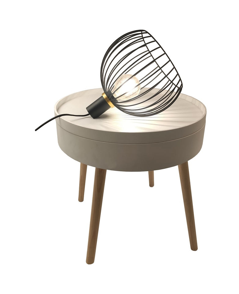 TAFELLAMPLAMP OONAH 1 LICHTS DE LUXE ZWART/MET GOUDEN FITTING RING   ART NR 23432141/