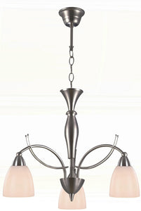 HANGLAMP 3-LICHTS  "'ZOLON '' GESCHUURD STAAL  ART NR: 23423001/