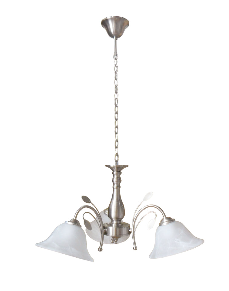 HANGLAMP 3-LICHTS  "'AMOR '' CHROOM/GRIJS  ART NR: 23423011/