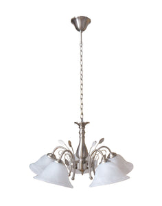HANGLAMP 5-LICHTS  "' AMOR '' CHROOM/GRIJS  ART NR: 23423012/