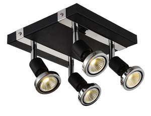 """ COBUS '''" SPOT LED 4 LICHTS VIERKANT ZWART/CHROOM  ART NR 23427005/