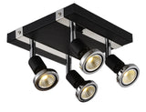 """ COBUS '''" SPOT LED 4 LICHTS VIERKANT ZWART/CHROOM  ART NR 23427005/