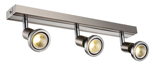 ''"COBUS ''' SPOT LED 3 LICHTS  GESCHUURD STAAL /CHROOM  ART NR 23427023/