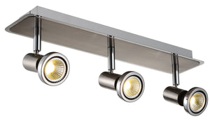 """ MIBIT '''" SPOT LED 3 LICHTS GESCHUURD STAAL/CHROOM  ART NR 23427053/