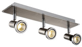 """ MIBIT '''" SPOT LED 3 LICHTS GESCHUURD STAAL/CHROOM  ART NR 23427053/